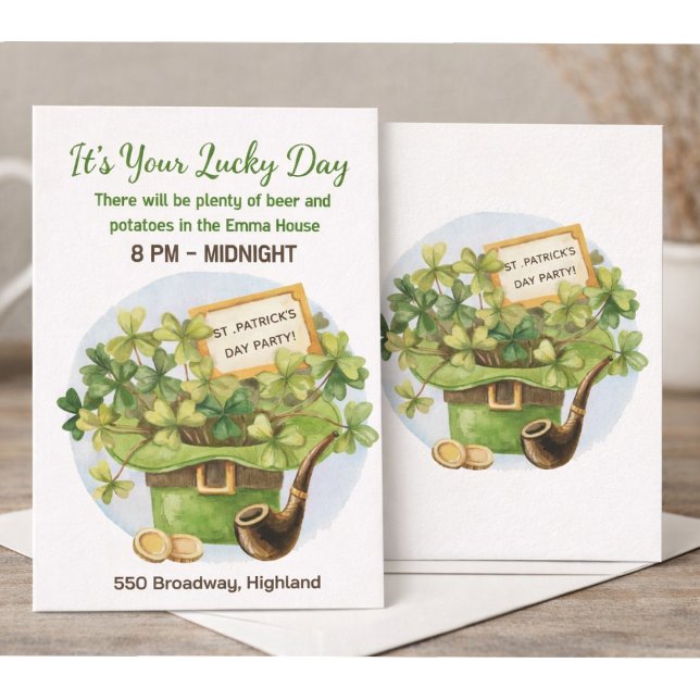 St. Patrick’s Day Party Invitation with Lucky Einladung (Von Creator hochgeladen)