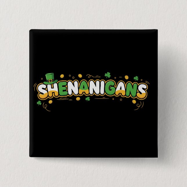 St. Patrick’s Day Schabernack Koboldhut Button (Vorderseite)