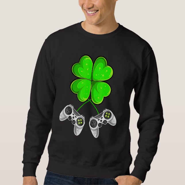 St. Patrick’s Day Shamrock Love Video Game Sweatshirt (Vorderseite)