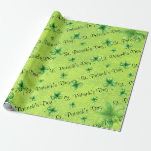 St. Patrick’s Day Wasserfarbe Shamrock auf grün Geschenkpapier