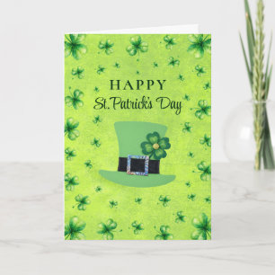 St. Patrick’s Day Wasserfarbe-Shamrock auf grünem  Karte