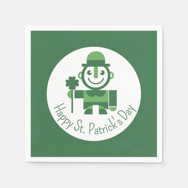 St. Patrick’s Day with minimalist Lucky Leprechaun Serviette (Vorderseite)
