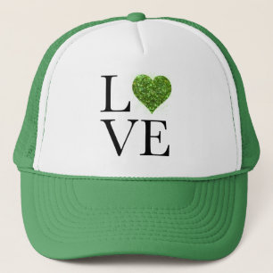 St. Patrick’s Tag   Liebe   grün glitzerndes Herz Truckerkappe