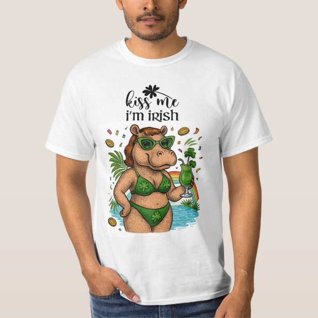 St. Patrick’s Tropical Pool Party for Hippo lovers T-Shirt (Vorderseite)