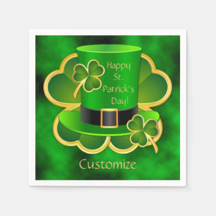 St Patrick Spitzenhut u. Kleeblatt-Servietten Serviette