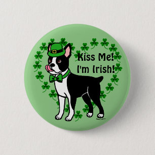St Patrick Tag Boston Terrier 3 Button