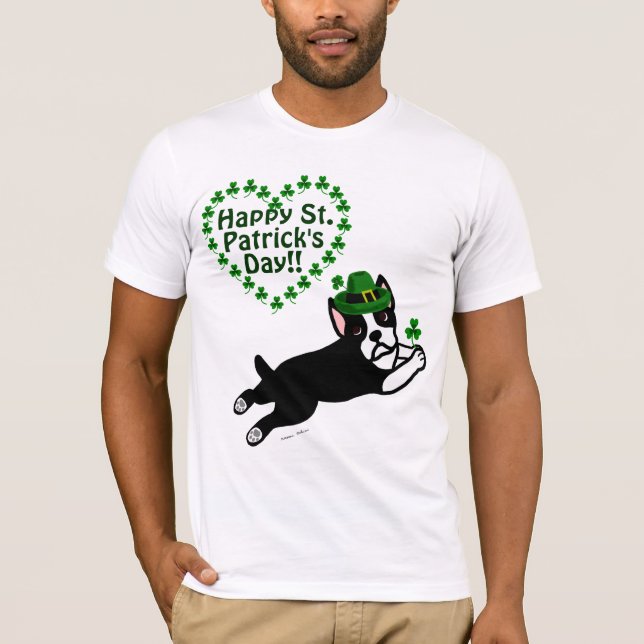 St Patrick Tag Boston Terrier T-Shirt (Vorderseite)