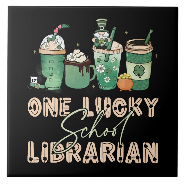 St. Patrick Tag Glückliche Bibliothekarin Fliese (Vorderseite)