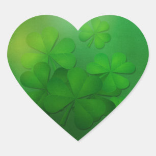 St Patrick Tag - Klee/Kleeblätter Herz-Aufkleber