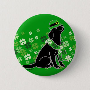 St Patrick Tag stilvolles schwarzes Labrador Button