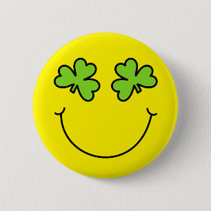 St Patrick TagEmoji Kleeblatt mustert Gesicht Button