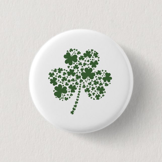 St Patrick Tagesirischer Kleeblatt-Klee Button (Vorderseite)