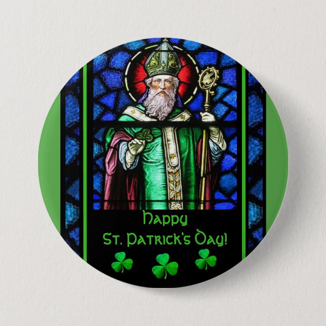 St Patrick Tagesirisches Kleeblätter Button (Vorderseite)