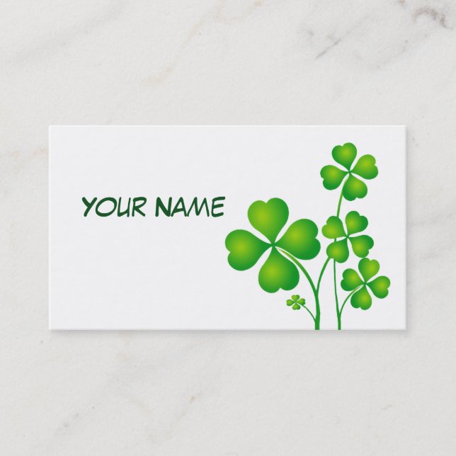 St Patrick Tagesklee/-Kleeblätter + Ihre Ideen Visitenkarte (Vorderseite)