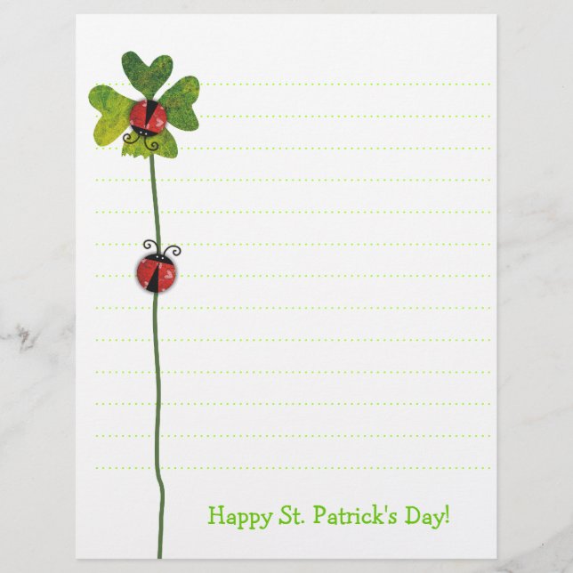 St Patrick Tagesklee u. Marienkäfer-Briefpapier (Vorderseite)