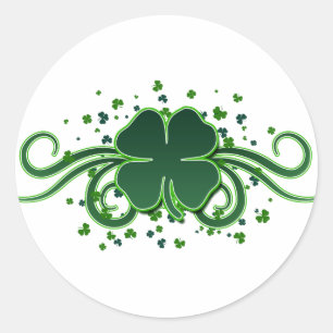 St Patrick TagesKleeblatt-Wirbels-Aufkleber Runder Aufkleber