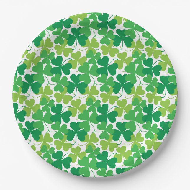 St Patrick TagesParty-Teller, Kleeblatt-Druck Pappteller (Vorderseite)