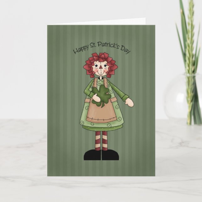 St Patrick TagesRaggedy Puppe Karte (Vorderseite)