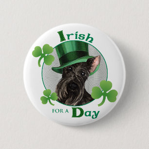 St Patrick TagesScottish Terrier Button