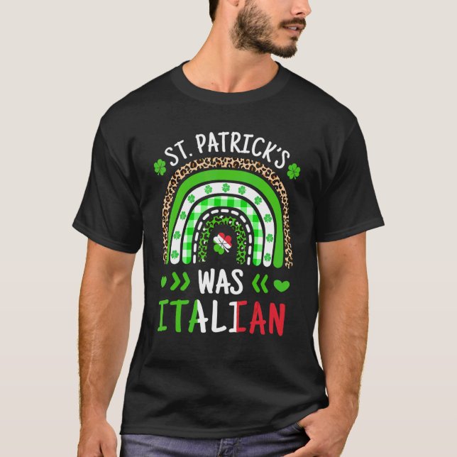 St Patrick war italienischer Leopard Print Rainbow T-Shirt (Vorderseite)