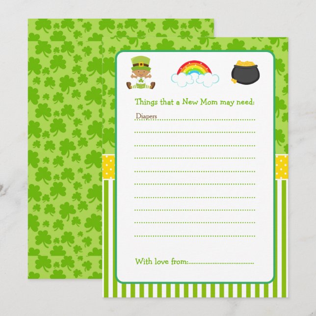 St Patricks African American Baby Boy Advice List Einladung (Vorne/Hinten)