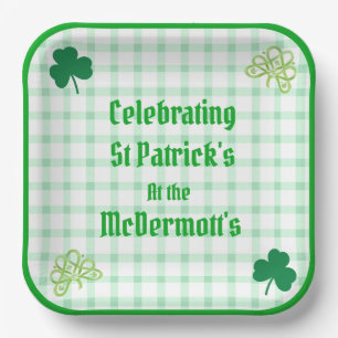 St Patricks Aquarell Grün Kleeblätter Pappteller