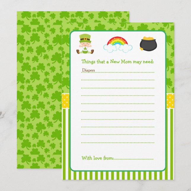 St Patricks Baby Boy Advice List Einladung (Vorne/Hinten)