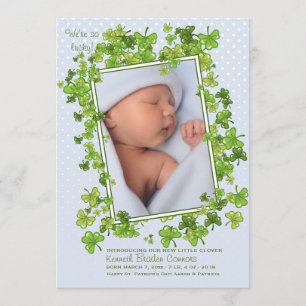 St. Patrick's Baby boy Foto Geburtserklärung Ankündigung