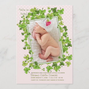 St. Patrick's Baby Girl Foto Geburtsankündigung Ankündigung