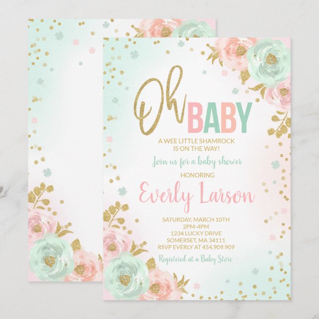 St. Patrick's Baby Shower Einladung irische Dusche (Vorne/Hinten)