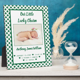 St. Patrick's Birth Announcement Baby Boy Foto Fotoplatte