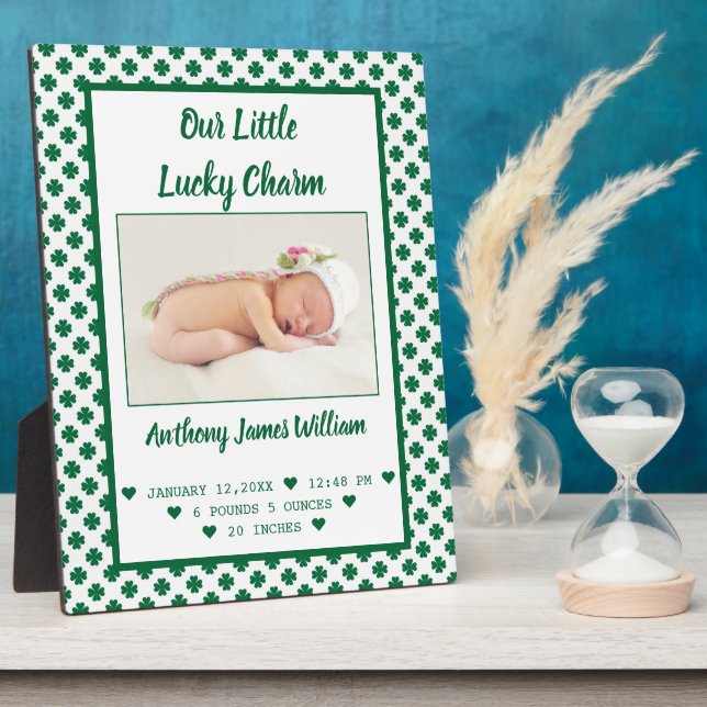 St. Patrick's Birth Announcement Baby Boy Foto Fotoplatte (Seite)