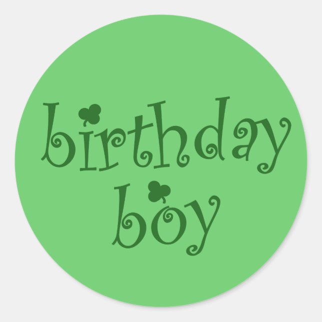 St Patrick's Birthday Boy mit Kleeblättern Runder Aufkleber (Vorderseite)
