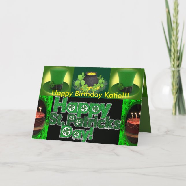 St Patrick's Birthday Card Karte (Vorderseite)