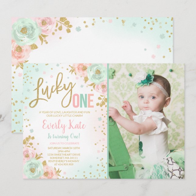 St. Patrick's Birthday Einladung Lucky One Party (Vorne/Hinten)