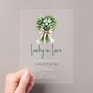 St. Patricks Brautschauer-Clover-Bouquet Acryleinladungen