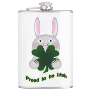 St. Patricks Bunny Proud zu irischem Kleeblatt Flachmann