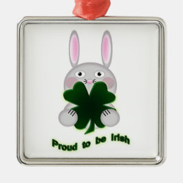 St. Patricks Bunny Proud zu irischem Kleeblatt Ornament Aus Metall