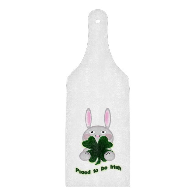 St. Patricks Bunny Proud zu irischem Kleeblatt Schneidebrett (Vorderseite)