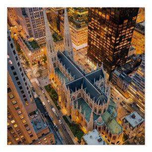 St. Patrick's Cathedral New York City Luftbild Poster