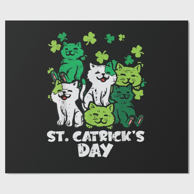 St Patricks Catricks Day Katzen Saint Pattys Geschenkpapier (Flach)