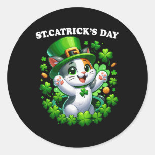 St Patricks Catricks Day Katzen Saint Pattys Katze Runder Aufkleber