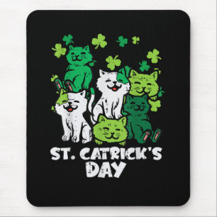 St Patricks Catricks Day Katzen Saint Pattys Mousepad