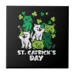St Patricks Catricks Tag Katzen Saint Pattys Fliese