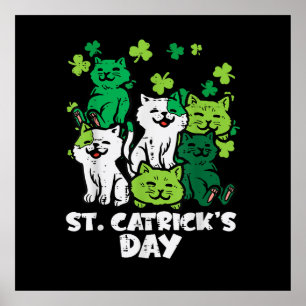 St Patricks Catricks Tag Katzen Saint Pattys Poster