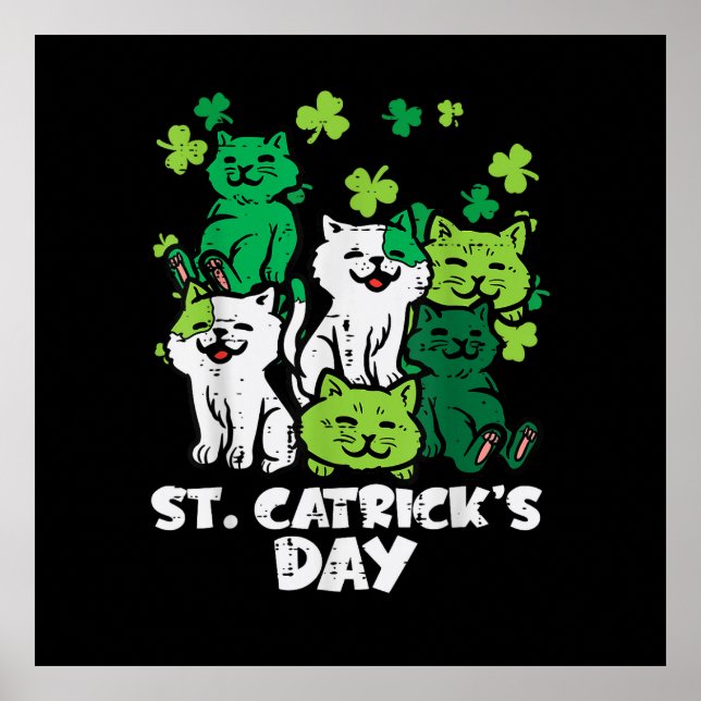 St Patricks Catricks Tag Katzen Saint Pattys Poster (Vorne)
