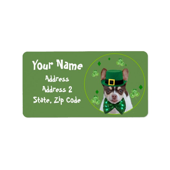 St. Patrick's Chihuahua Hund, der Labels transport Adressaufkleber (Vorne)