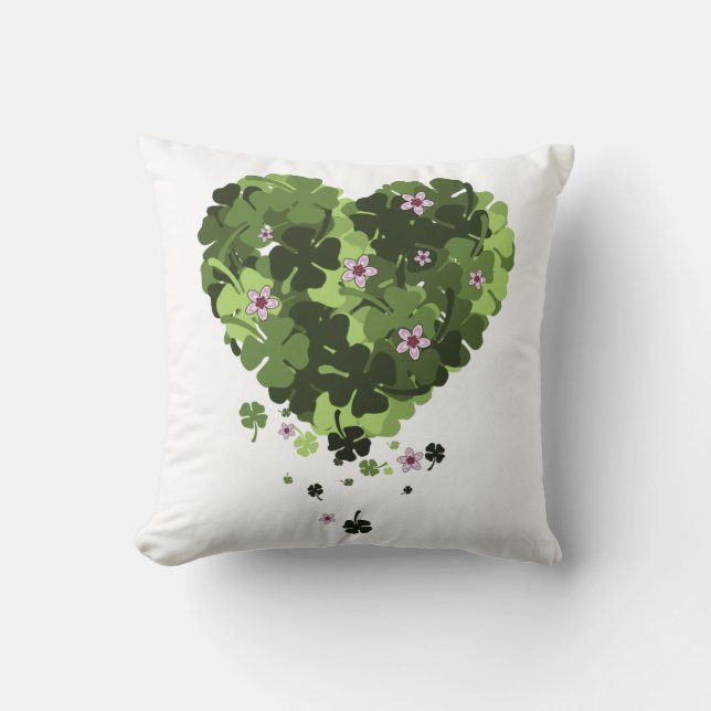 St. Patrick's Clover Heart Kissen (Vorderseite)