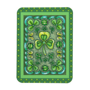 ST. PATRICK'S DACHFOLK ART KLEEBLATTS N' LADYBUGS MAGNET