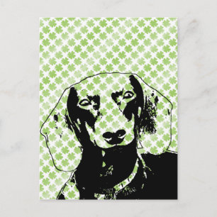 St Patricks Dackel Silhouette - Winston Postkarte